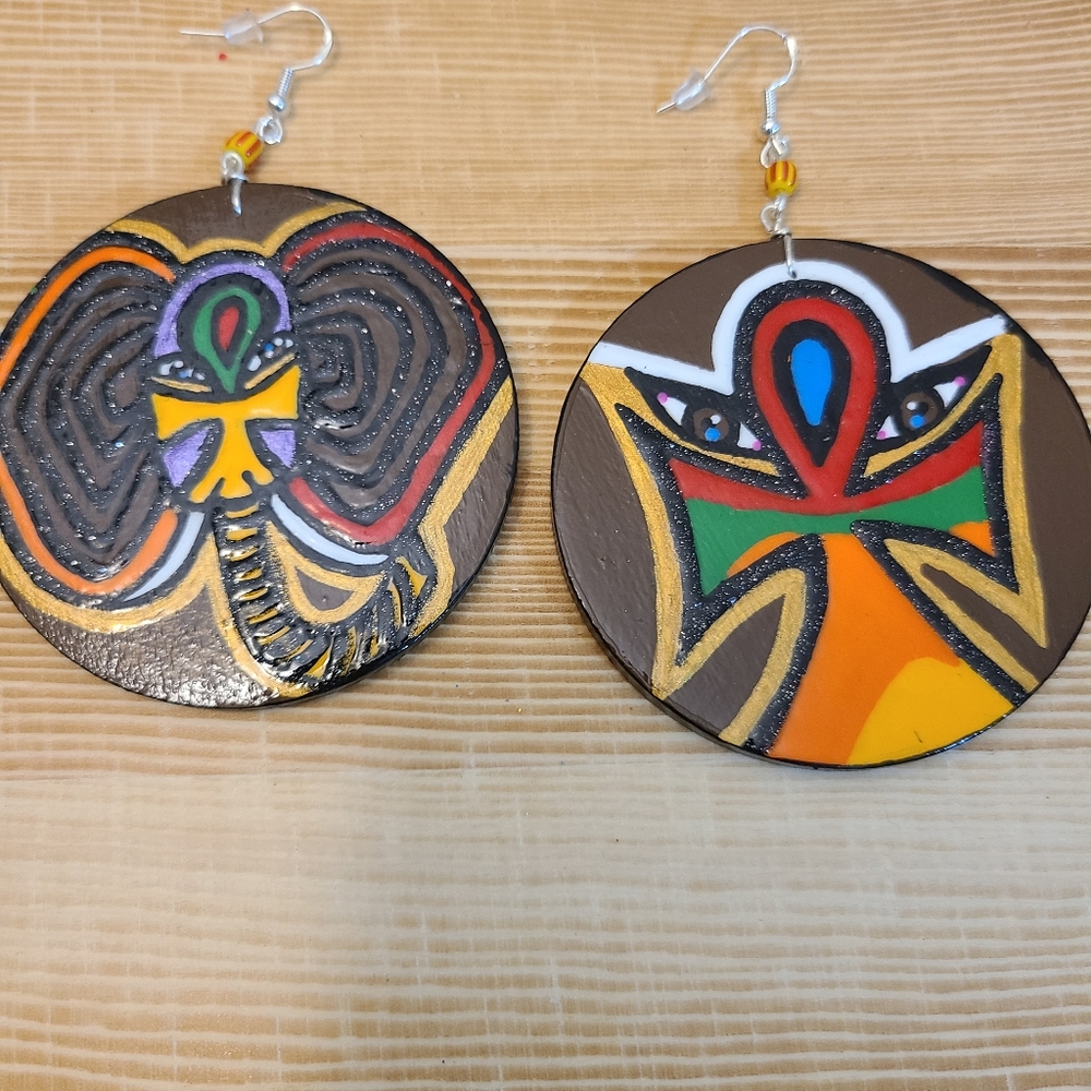 Handpainted Wood Earrings